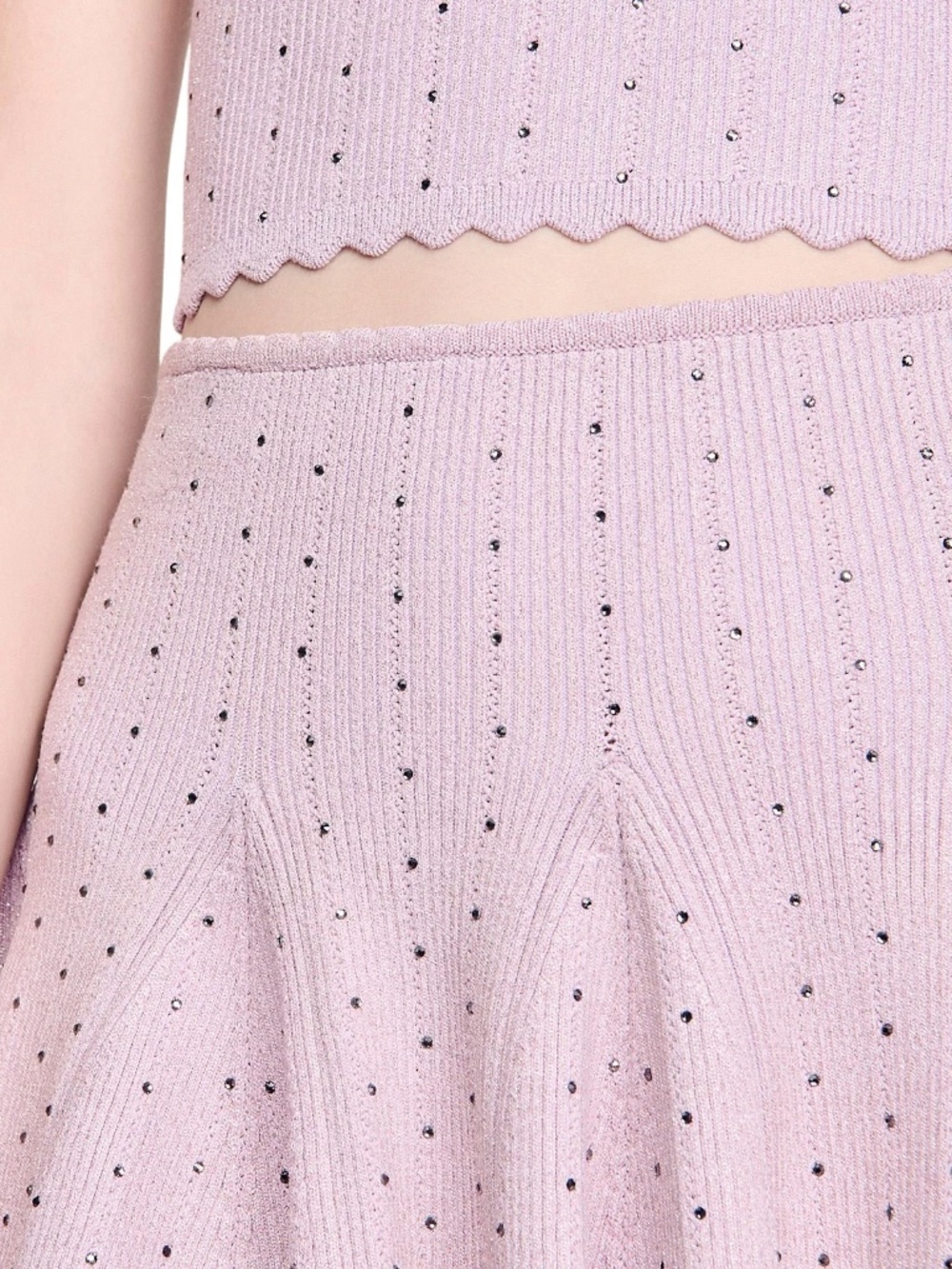 Tea Short Rhinestone Knit Skirt - Picture 2 of 6